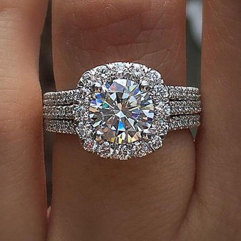 Trendy Jewelry Graceful Bright Micro Pave Design Cubic Zircon Engagement Rings
