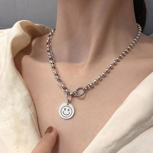 Fashion Jewelry Round Wish Necklace with Zircon for Women  in 925 Silver