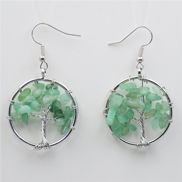 Bohemian Jewelry Tree of Life Drop Earrings For Women in Silver Color