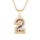 Red Enamel Numeral Number Pendant Necklaces For Women in Gold Color