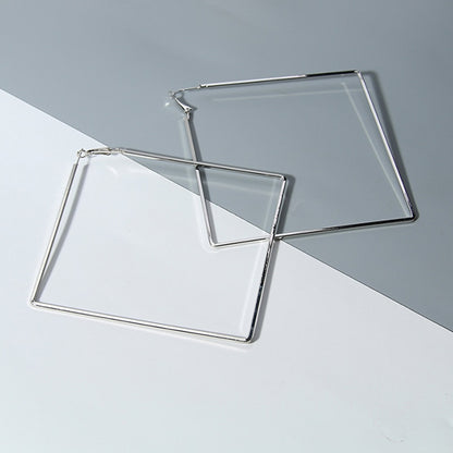 Minimalist Jewelry Big Square Drop Earrings for Women in Gold Color and Silver Color