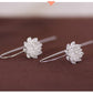 Chinese Jewelry Simple Flower Dangle Earrings For Women in Silver Color