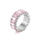 Fashion Jewelry Beautiful Colorful Straight Baguette Cut Crystal Rings