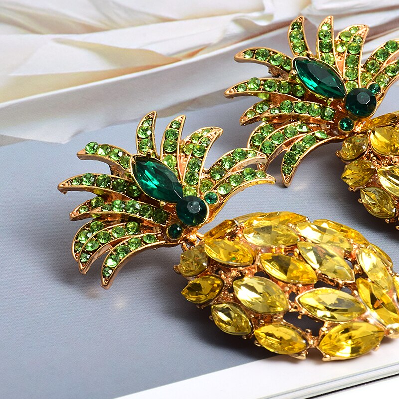 Bohemian Jewelry Pineapple Dangle Earrings For Women in Gold Color