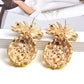 Bohemian Jewelry Pineapple Dangle Earrings For Women in Gold Color