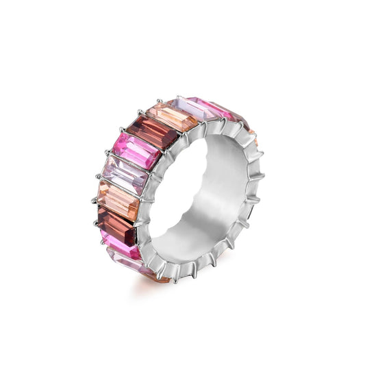 Fashion Jewelry Beautiful Colorful Straight Baguette Cut Crystal Rings