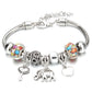 Crown Key Lock Vintage Bracelet For Women with Glass Beads