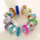 Fashion Jewelry Beautiful Colorful Straight Baguette Cut Crystal Rings