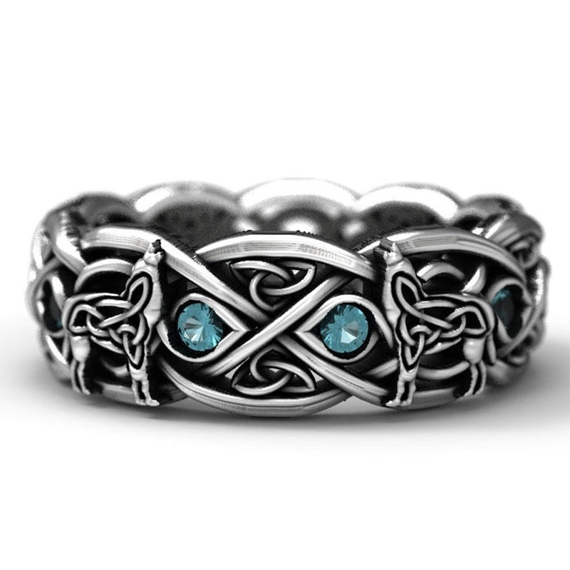 Viking Jewelry Nordic Mythology Antique Silver Color Animal Band Rings