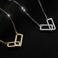 Hollow Double Square Necklace with Rhinestone for Women in 925 Sterling Silver