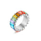 Fashion Jewelry Beautiful Colorful Straight Baguette Cut Crystal Rings