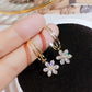 Wedding Jewelry Romantic Flower Stud Earrings for Women with Zircon in Gold Color
