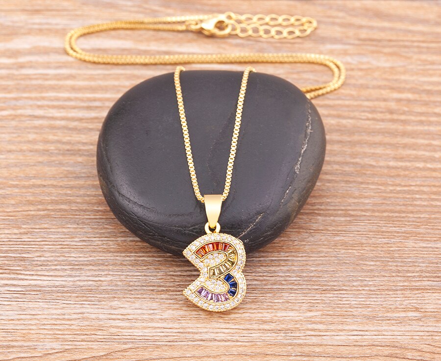 Red Enamel Numeral Number Pendant Necklaces For Women in Gold Color