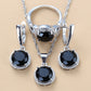 Vintage Jewelry Round Black Crystal Jewelry Set for a Friend with Zircon in Gold Color