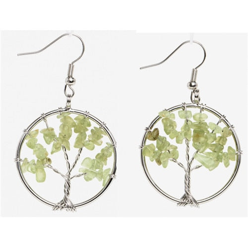 Bohemian Jewelry Tree of Life Drop Earrings For Women in Silver Color
