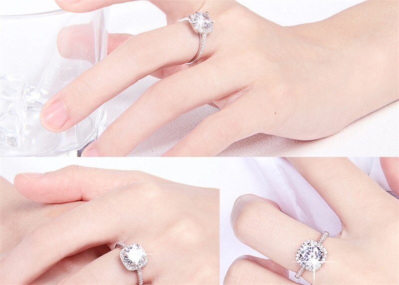 Engagement Jewelry Classic Square Cushion Cut Cubic Zircon Wedding Band Ring