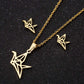 Trendy Jewelry Hollow Paper Crane Jewelry Set for Her in 925 Sterling Silver