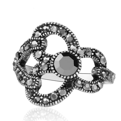 Vintage Jewelry Engagement Rings For Women with Mosaic Gray Crystal in Silver Color