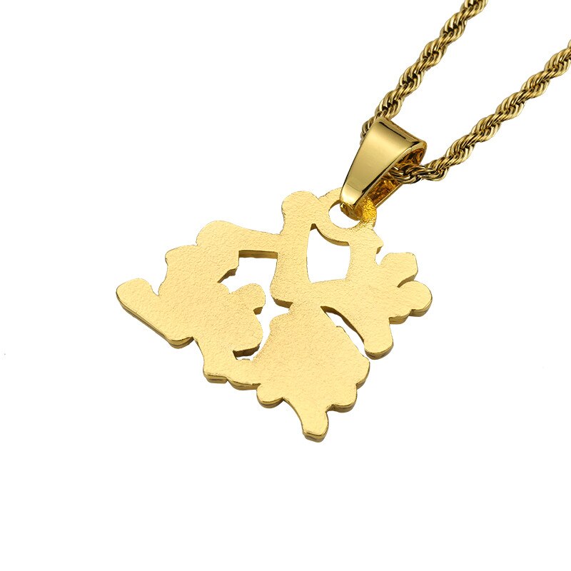 Hip Hop Jewelry Trendy Chinese Character Necklaces Pendant  in Gold Color