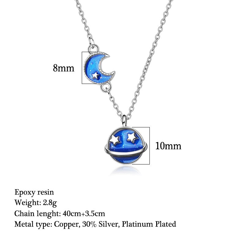 Trendy Jewelry Blue Moon and Star Jewelry Set for Her in 925 Sterling Silver