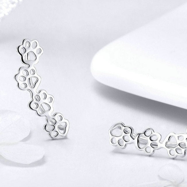 Sweet Jewelry Hollow Footprint Stud Earrings For Women in Gold Color and Silver Color