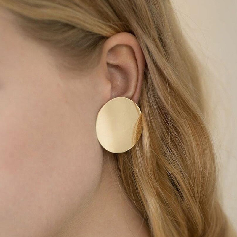 Minimalist Jewelry Simple Round Earrings For Women in Gold Color and Silver Color