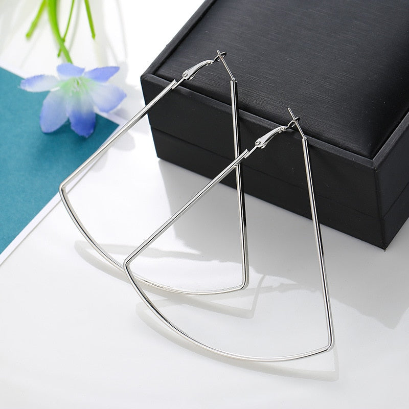 Minimalist Jewelry Big Square Drop Earrings for Women in Gold Color and Silver Color