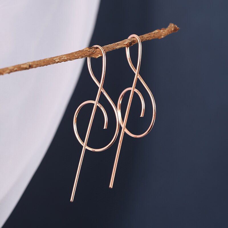Minimalist Jewelry Music Stud Earrings For Women in Gold Color