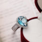Victorian Jewelry Luxury Blue Pear Cut Cubic Zircon Cocktail Ring for Women