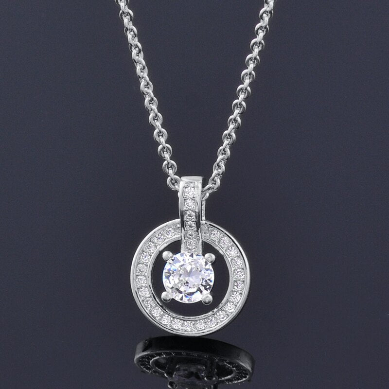 Fashion Jewelry Micro Pave Circle Necklace with Zircon for Women  in 925 Silver