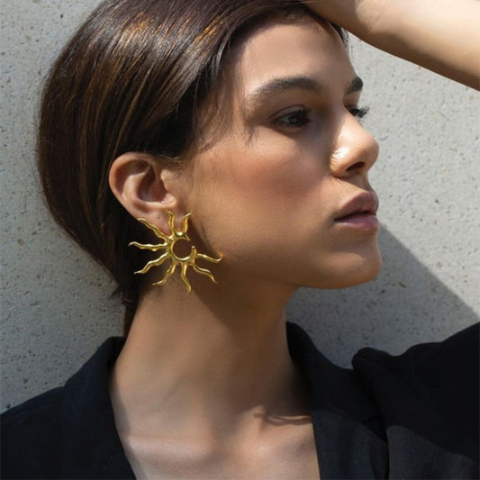 Fashion Jewelry Sun Stud Earrings For Women in Gold Color