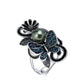 Vintage Jewelry Flower Rings for Women with Blue Pearl in Silver Color