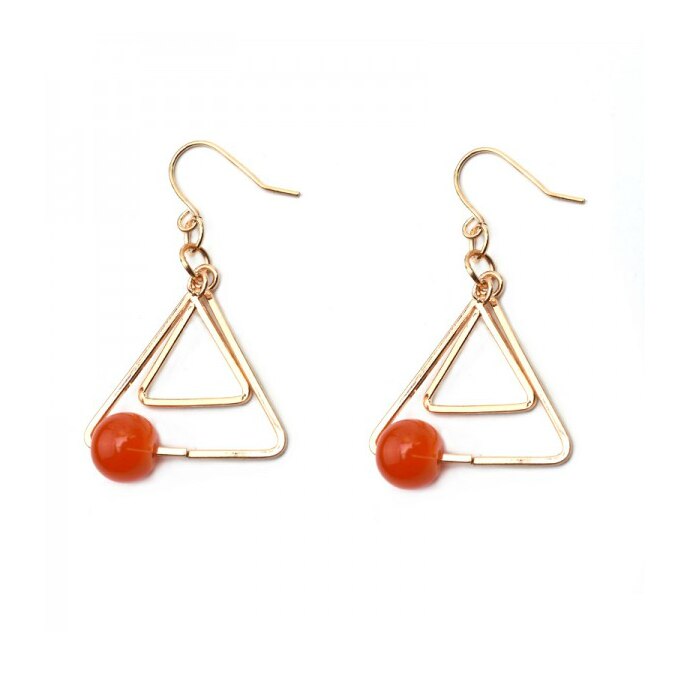 Art Deco Jewelry Simple Triangle Drop Earrings for Women in Gold Color and Silver Color