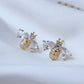 Wedding Jewelry Romantic Flower Stud Earrings for Women with Zircon in Gold Color