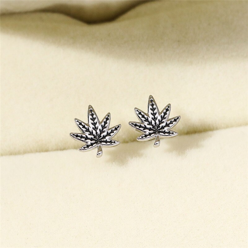 Ancient Jewelry Weed Leaves Drop Earrings for Women in Silver Color