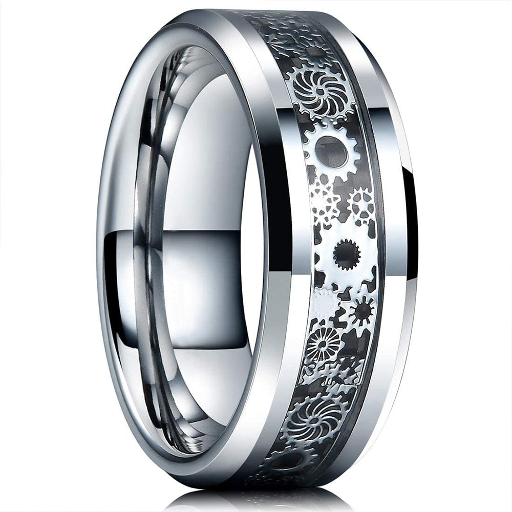 Statement Jewelry Simple Black  Tungsten Wedding Band Rings for Couples