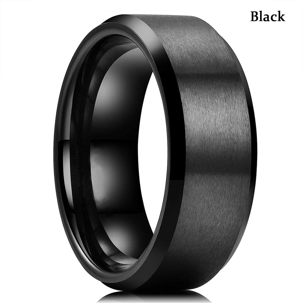 Statement Jewelry Simple Black  Tungsten Wedding Band Rings for Couples