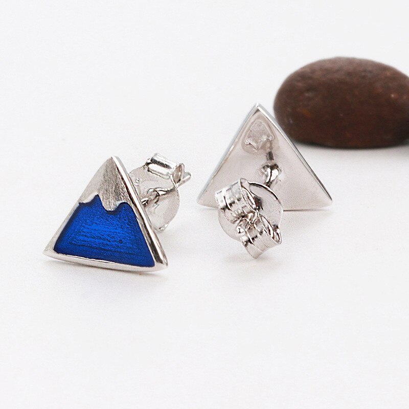 Stainless Steel Jewelry Mountain Stud Earrings For Women in Silver Color
