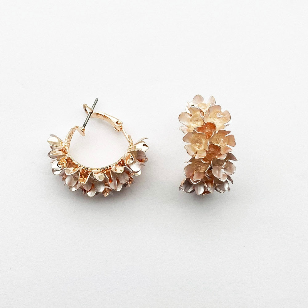 Bohemian Jewelry Polygonal Flower Dangle Earrings For Women in Pink Color