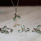 Trendy Jewelry Green Opal Leaf Jewelry Set for Her in 925 Sterling Silver