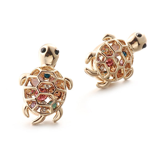 Animal Jewelry Tortoise Stud Earrings For Women in Gold Color