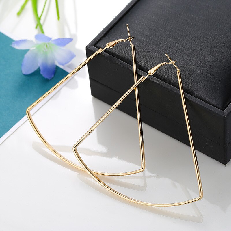 Minimalist Jewelry Big Square Drop Earrings for Women in Gold Color and Silver Color