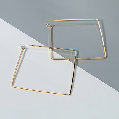 Minimalist Jewelry Big Square Drop Earrings for Women in Gold Color and Silver Color