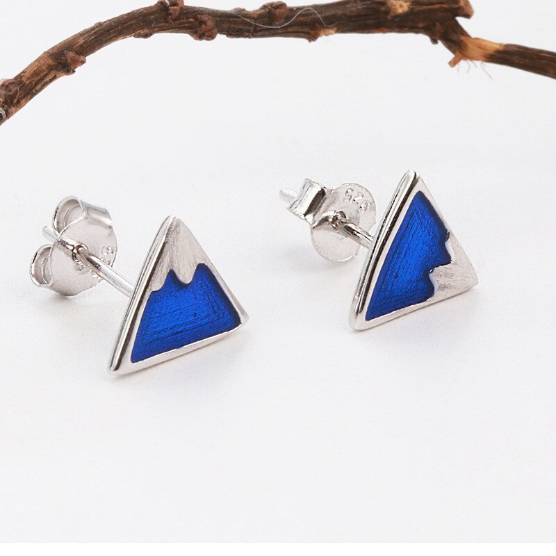 Stainless Steel Jewelry Mountain Stud Earrings For Women in Silver Color