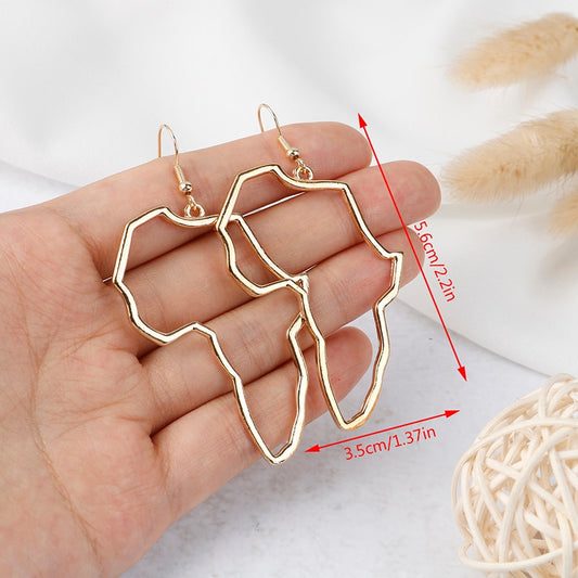Stainless Steel Jewelry Map Stud Earrings For Women in Gold Color and Silver Color