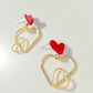 Stainless Steel Jewelry Double Heart Stud Earrings For Women in Gold Color