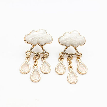 Fashion Jewelry Cloud and Lightning Stud Earrings For Women in Gold Color