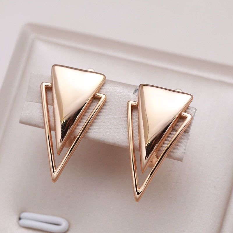 Art Deco Jewelry Geometric Triangle Drop Earrings for Women in Gold Color