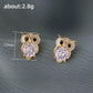 Animal Jewelry Lovely Owl Stud Earrings For Women in Gold Color