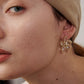 Romantic Jewelry Handmade Flower Drop Earrings for Women in Gold Color